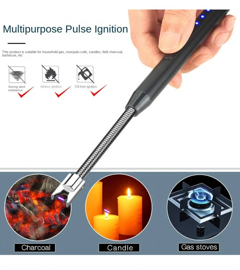 Electric Arc USB Rechargeable Flameless Arc Lighter, Windproof and Flexible, for Candles, Camping, Kitchen, Fireplaces with 360-Degree Rotation