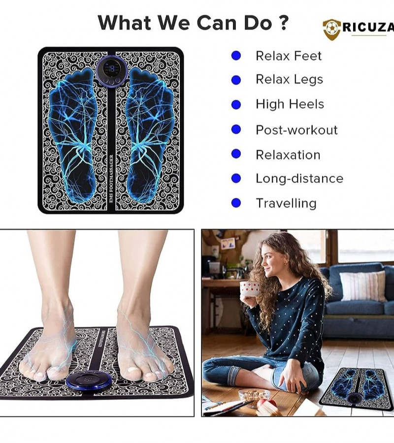 Foot Massager - Foot Relaxant - Electric Foot Pain Relief Pad - Muscle Stimulation Foot Pain Relief - Ems Foot Massager Pad - Mini Massager