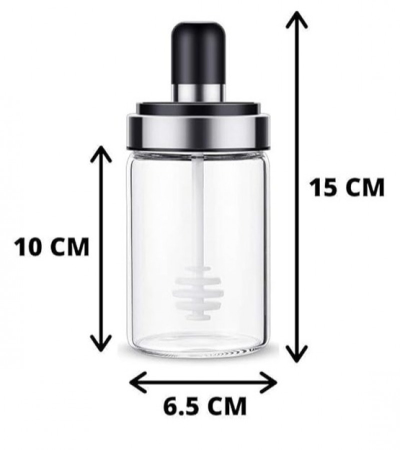 Honey Dispenser - Multipurpose Airtight Jar - Glass Jar - Glass Dispenser Perfect for Honey & Jam - Honey Spoon - Honey Jar with Spoon