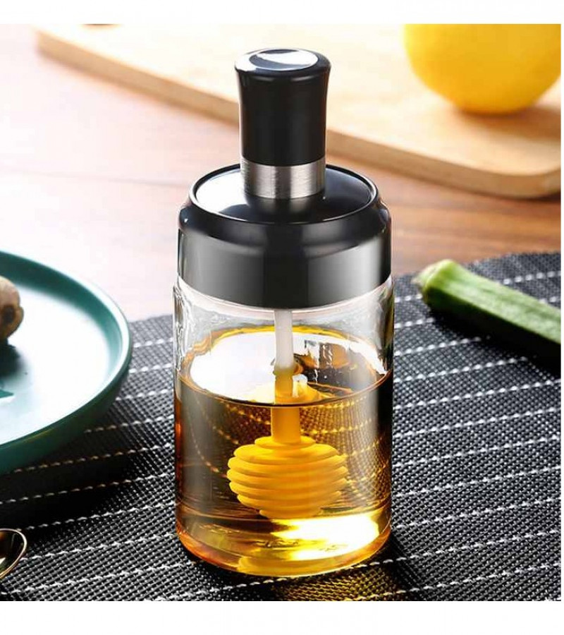 Honey Dispenser - Multipurpose Airtight Jar - Glass Jar - Glass Dispenser Perfect for Honey & Jam - Honey Spoon - Honey Jar with Spoon