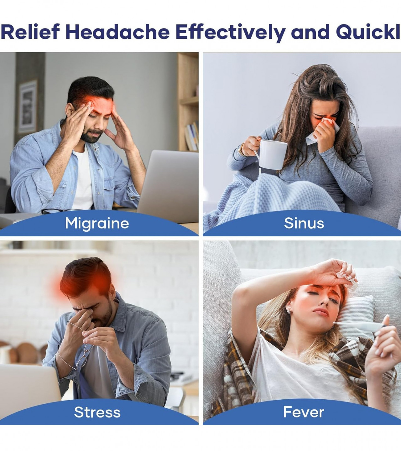 Headache And Migraine Relief Cap - Hot Cold Therapy Cap - Headache Cap - Eye Mask Stress Pressure Pain Relief