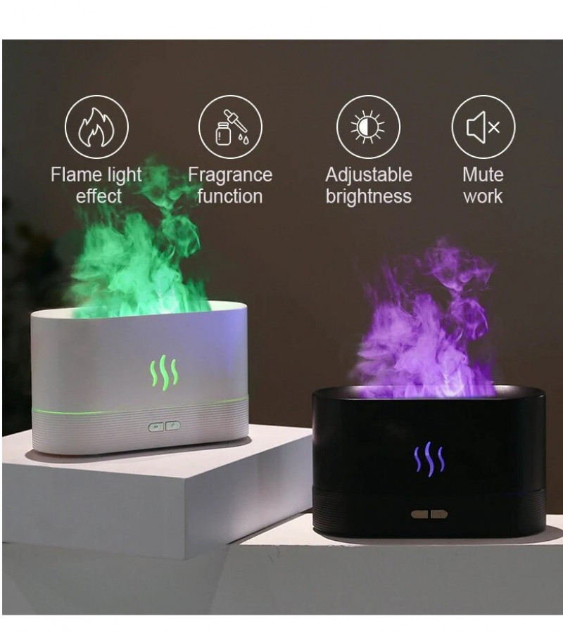 Kinscoter Ultrasonic Aroma Diffuser & Air Humidifier – Essential Oil Cool Mist Maker with LED Flame Effect, USB Powered, Quiet Operation