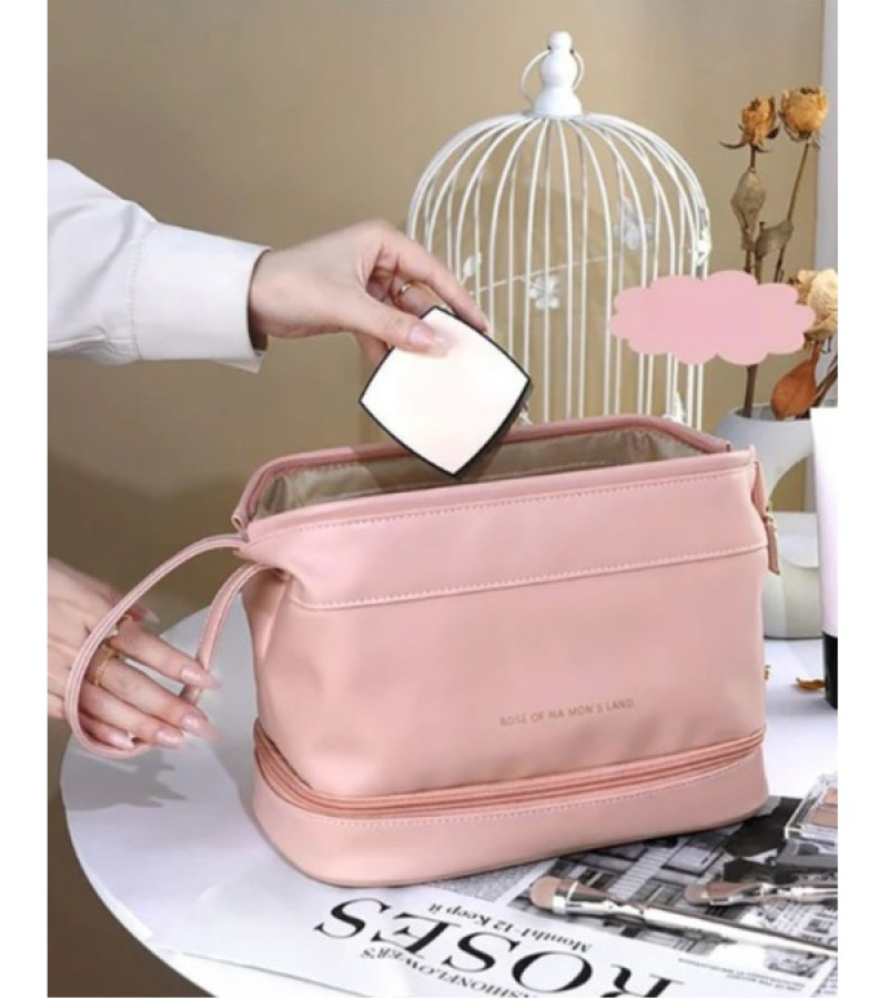 Makeup Bag - Waterproof Leather Makeup Bag - Makeup Organizer - Bag - Makeup Storage Bag - Large Capacity Cosmetic Bag - Travelling Bag for Girls