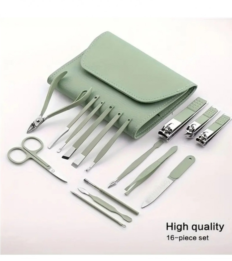 Manicure Pedicure Grooming Kit - Professional 16pcs Manicure Set - Stainless Steel Nail Clipper Set - Nail cutter set, Nails Clipper, Nails tool Set