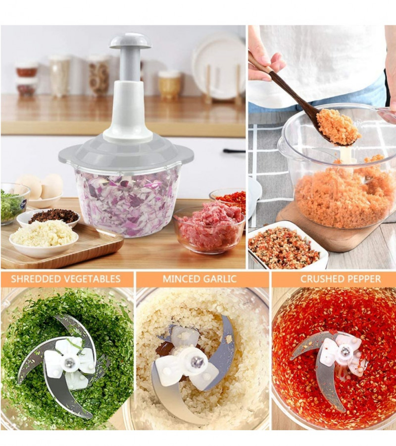Manual Food Chopper - Hand Push Chopper - Manual Hand Push Speedy Chopper - Vegetable Chopper - 1500ML / 2000ML Meat Fruit and Vegetable Chopper