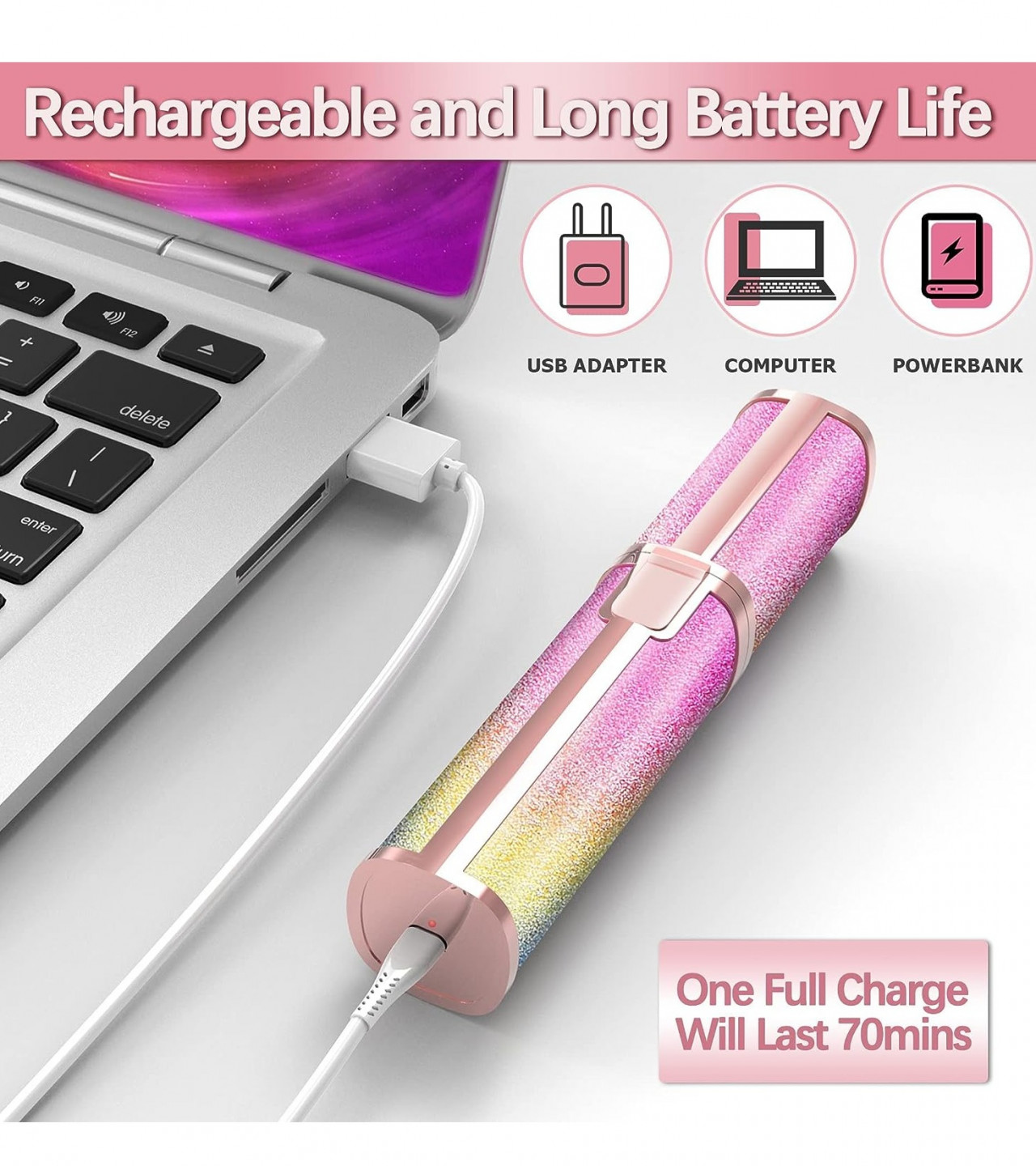 Rechargeable 2in1 Flawless Facial Razor - Painless-Precision Eyebrow Trimmer and Razor Tool with LED Light for Face, Lips, Nose, Chin, Arm For Women