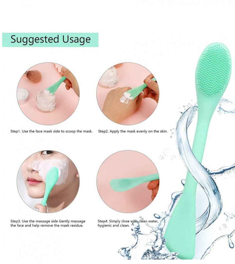 Face Mask Brush - 2 in 1 Double Ended Silicone Mask Brush for Face - Manual Facial Cleansing Brush for Deep Gentle Exfoliating - Face Wash Brush