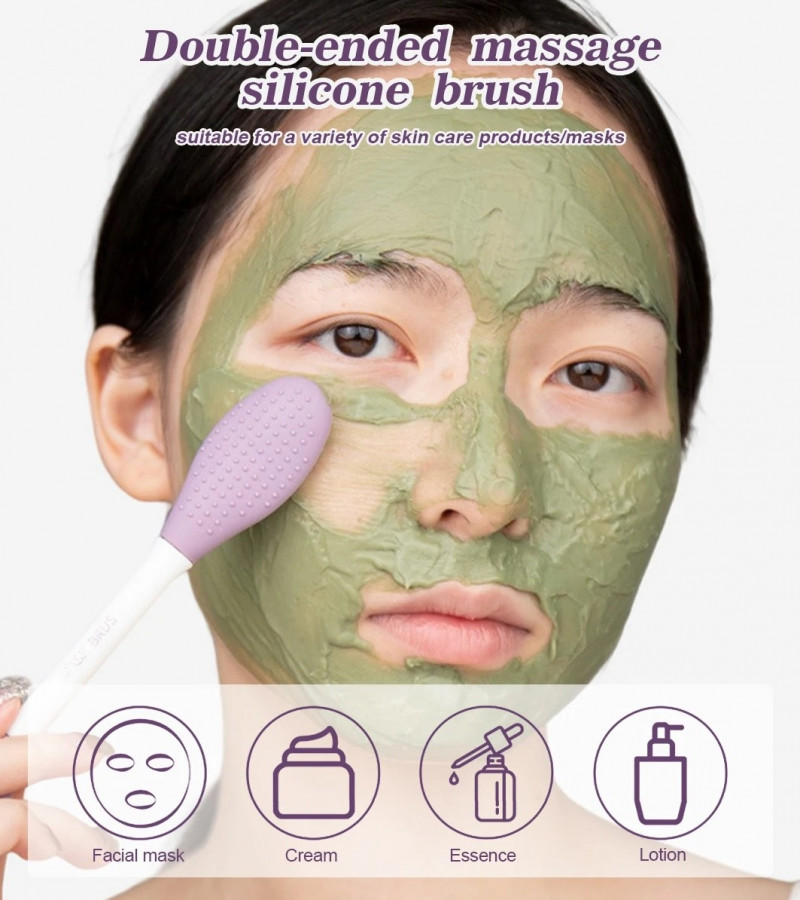 Face Mask Brush - 2 in 1 Double Ended Silicone Mask Brush for Face - Manual Facial Cleansing Brush for Deep Gentle Exfoliating - Face Wash Brush