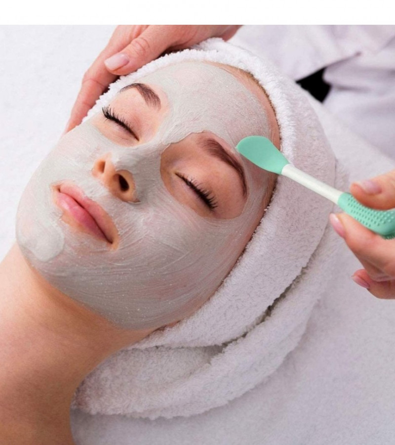 Face Mask Brush - 2 in 1 Double Ended Silicone Mask Brush for Face - Manual Facial Cleansing Brush for Deep Gentle Exfoliating - Face Wash Brush