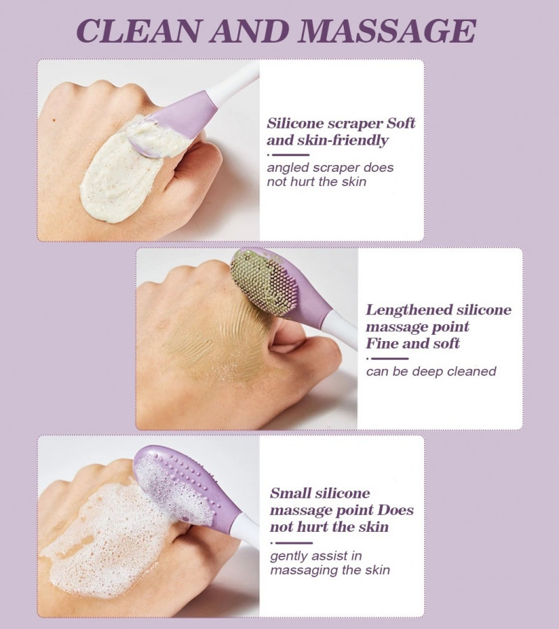 Face Mask Brush - 2 in 1 Double Ended Silicone Mask Brush for Face - Manual Facial Cleansing Brush for Deep Gentle Exfoliating - Face Wash Brush