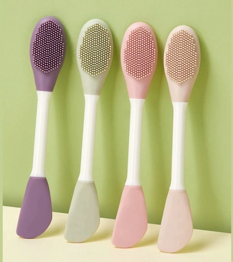 Face Mask Brush - 2 in 1 Double Ended Silicone Mask Brush for Face - Manual Facial Cleansing Brush for Deep Gentle Exfoliating - Face Wash Brush