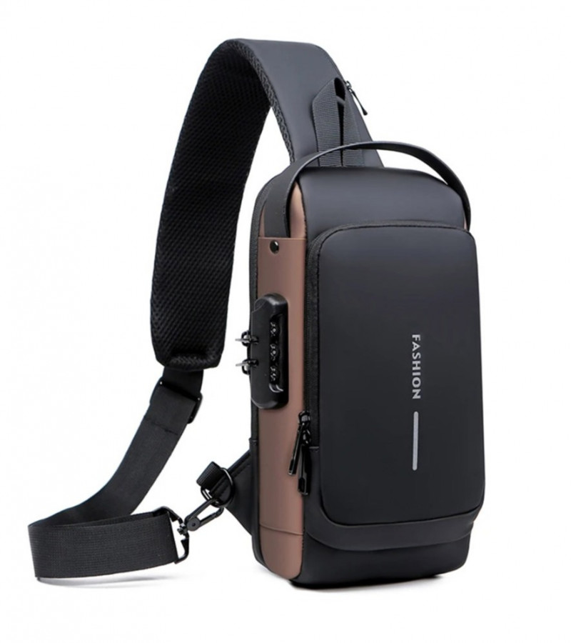 Sling Bag Pack with Lock - Waterproof Anti-Theft Chest Bag with USB Charging Port Shoulder Bag - MultiFunctional Chest Bag - Crossbody Unisex Bag