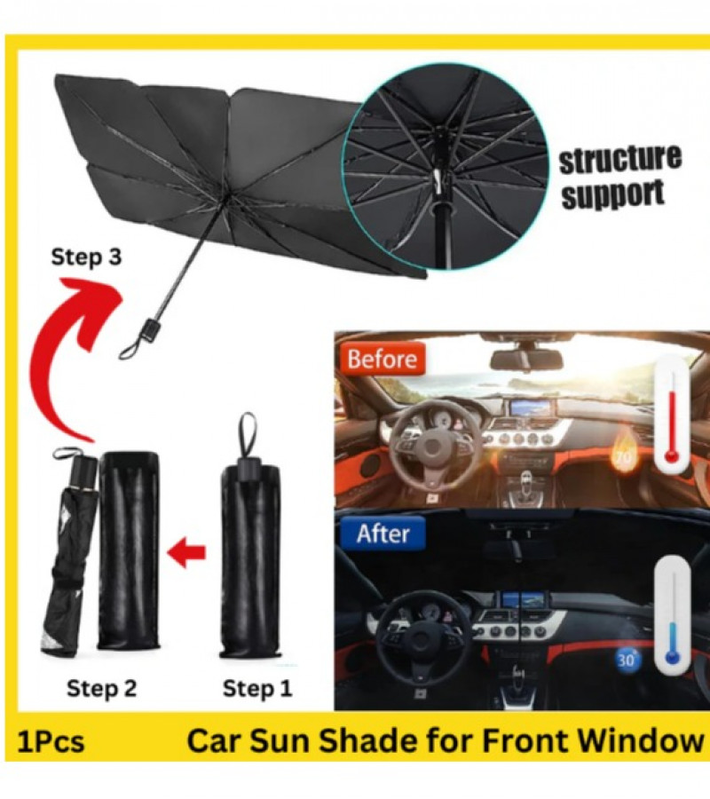 Sun Shade - Car Windshield UV Sunshade - Foldable Sun Shade Umbrella - Sun Visor Heat Protector - Universal Car Sun Shade Umbrella