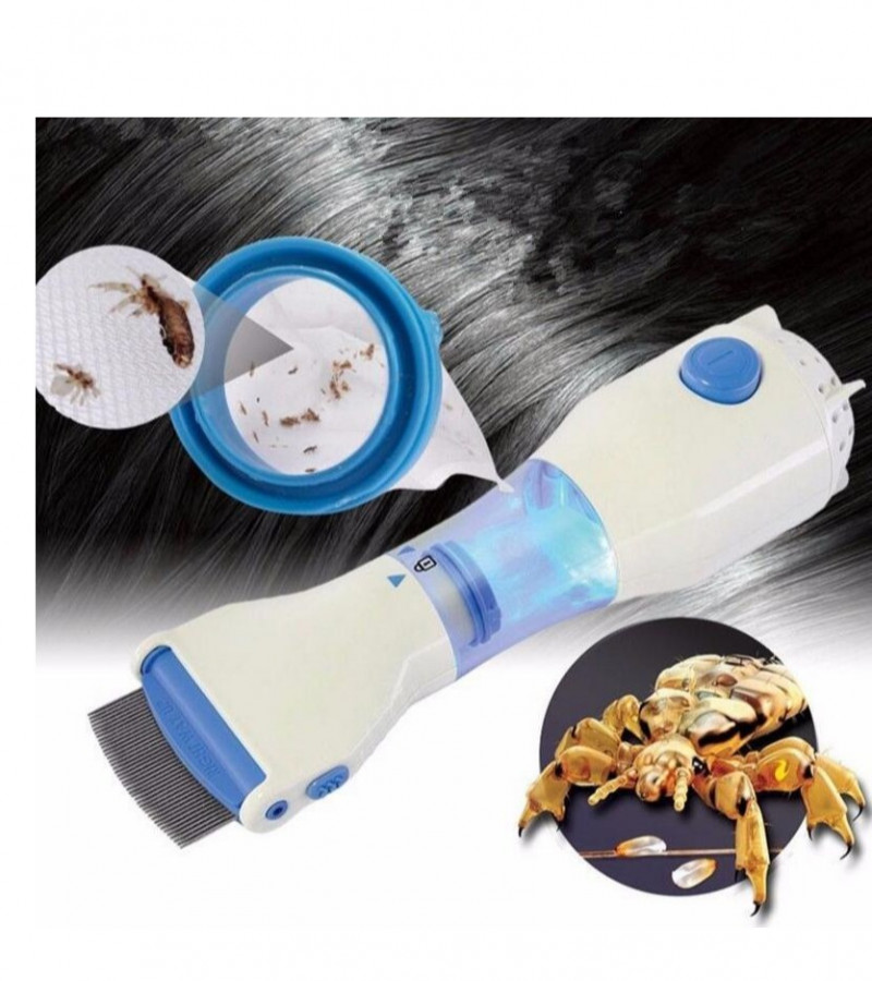 V Comb - Anti Lice Electric Comb - Head Lice Machine with Filters - Lice Removal Machine with Steel Comb - Rechargeable Anti Lice Comb