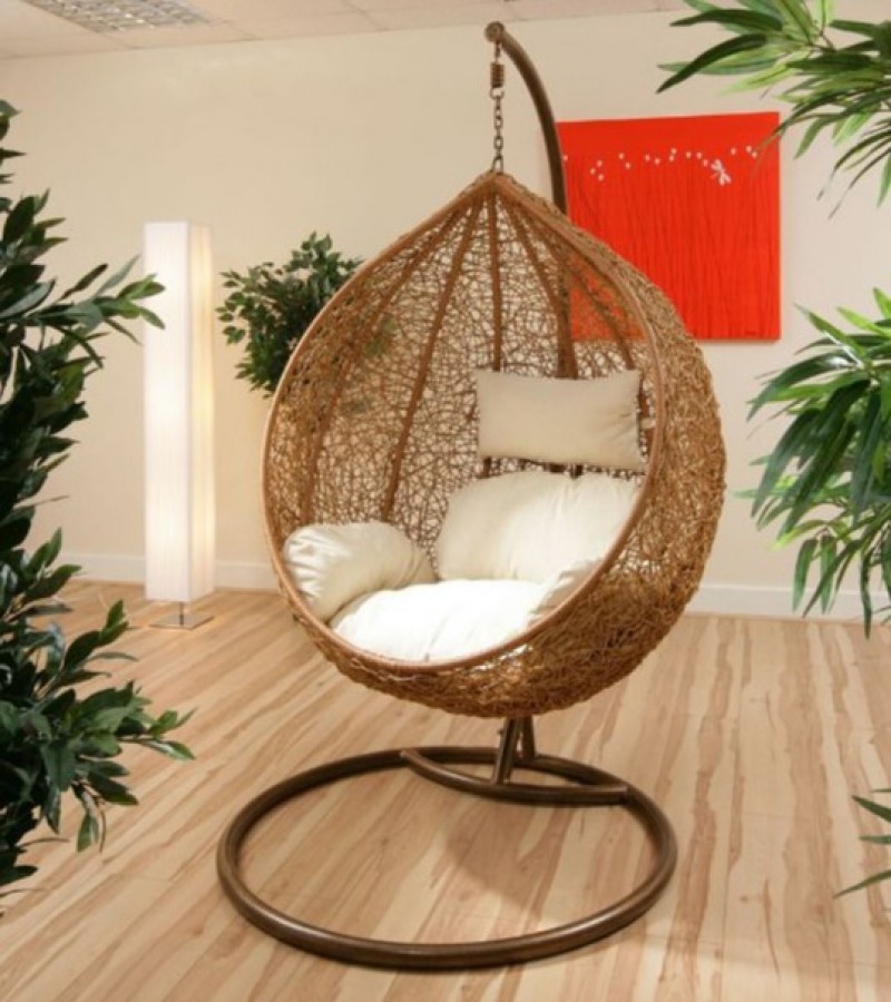 Egg Shape Hanging Swing Chair - Jhoola Stand - Cushion