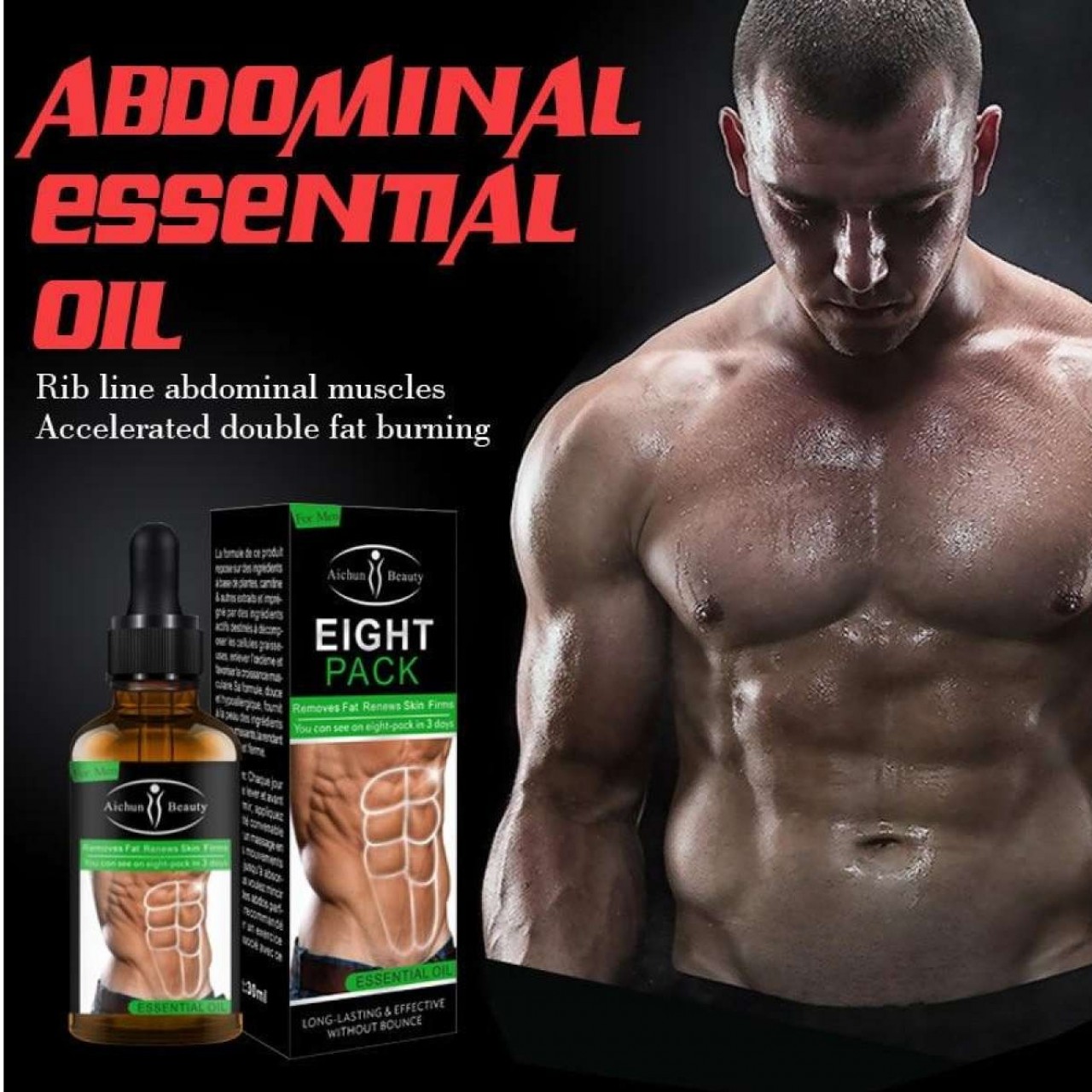 Eight Pack Slimming oil  For Men - Powerful Abdominal Muscle Essential Oil - 40ML