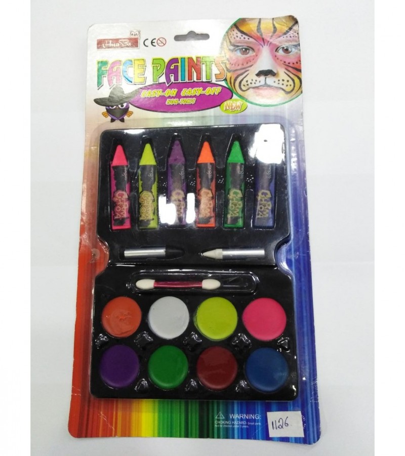Face Painting Kit for Kids with Washable Paint (with 1Mini Brush and 2Stencils)
