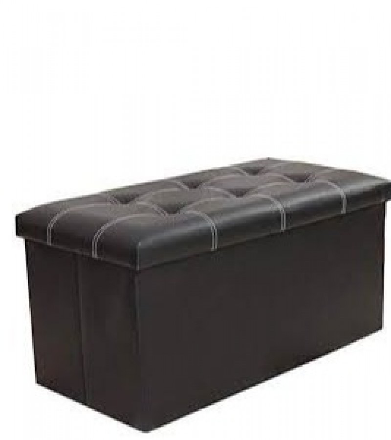 Faux Leather Folding Ottoman Box For Storage & Bench Seat
