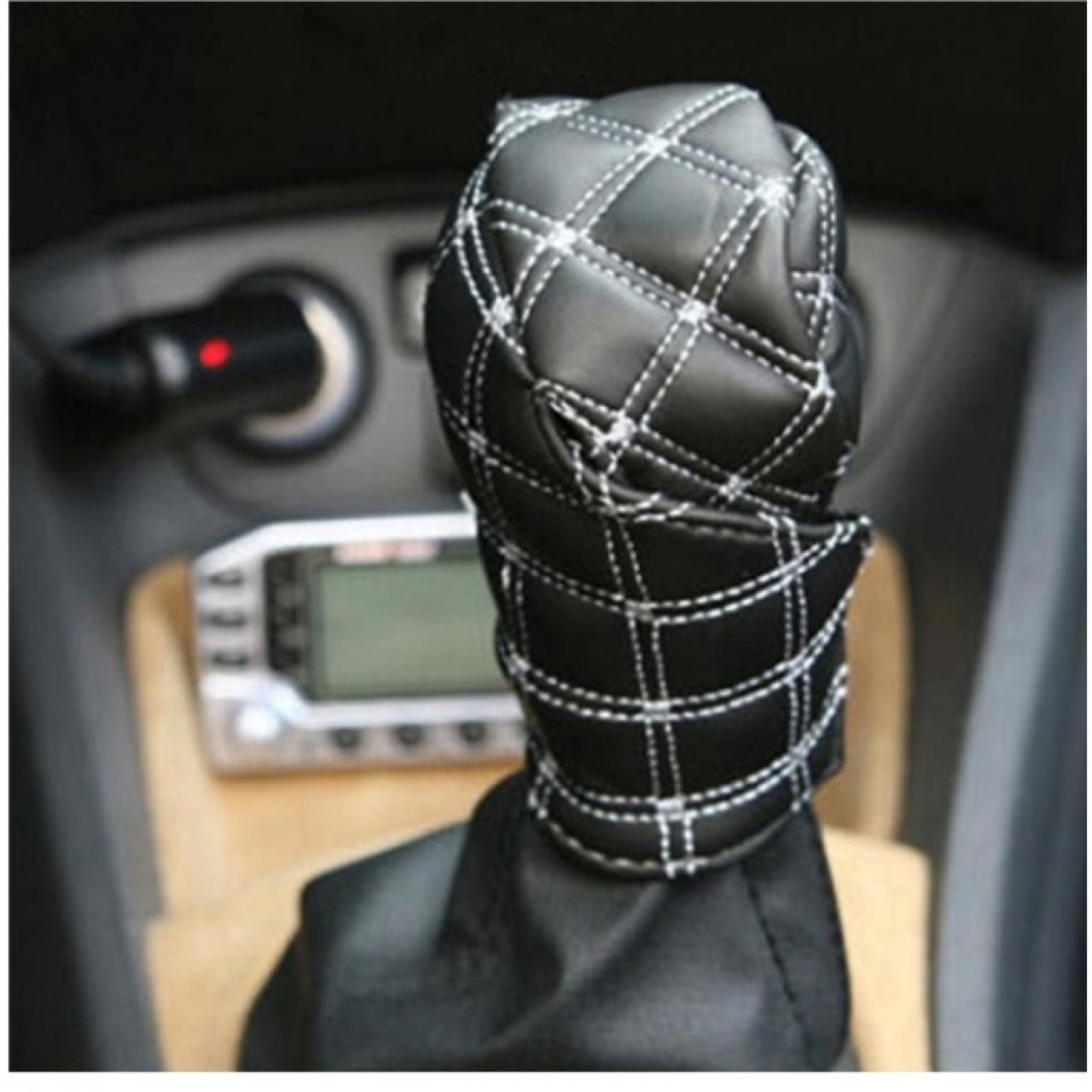 Faux Leather Hand Brake Shift Knob Cover Gear Case Car Interior Decor - Black