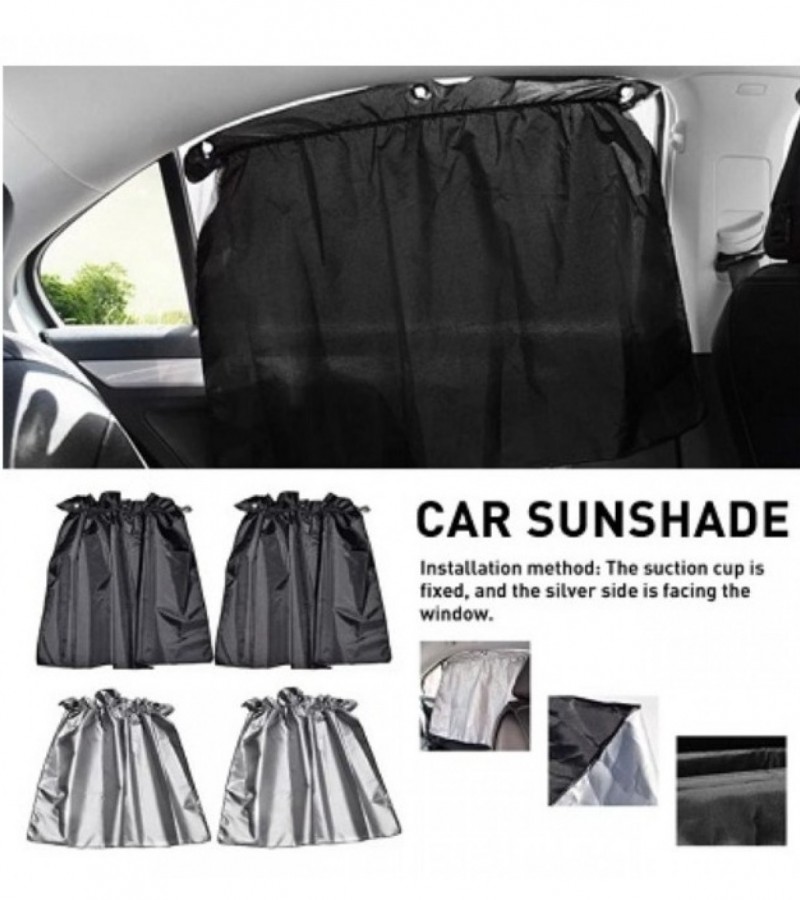 2 PCS Set Car Sunshade Curtain Silver Coating Cloth