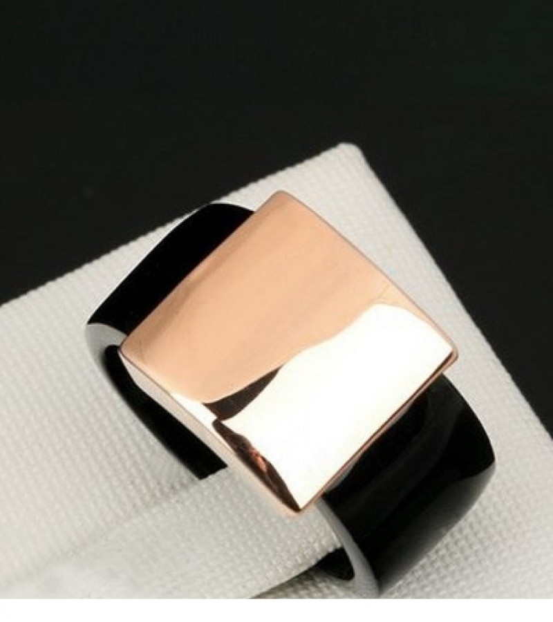 Black and Gold Titanium Ring For Girls