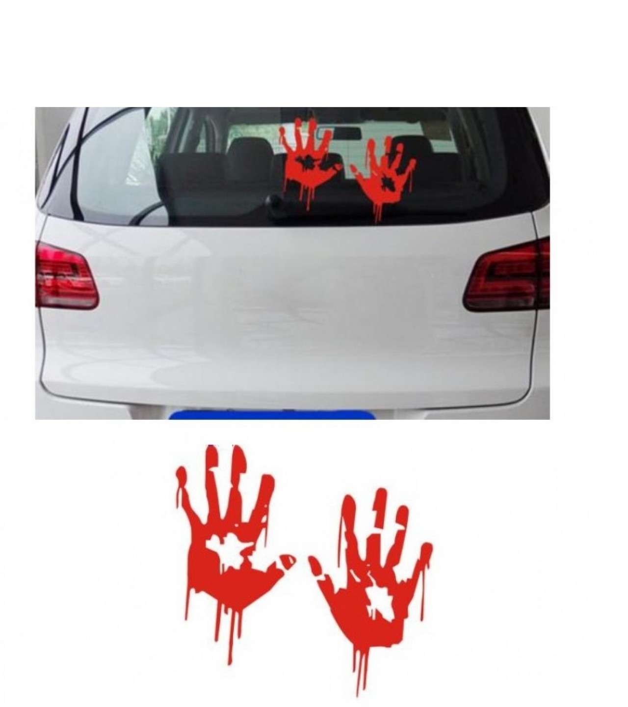 Bloody Hand Reflective Car Bumper Body Sticker - Red