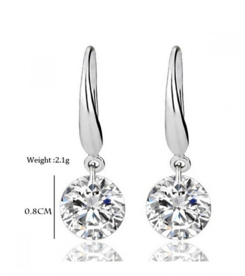 Classic Silver Color Earrings Princess Consort Wedding Crystal Earring