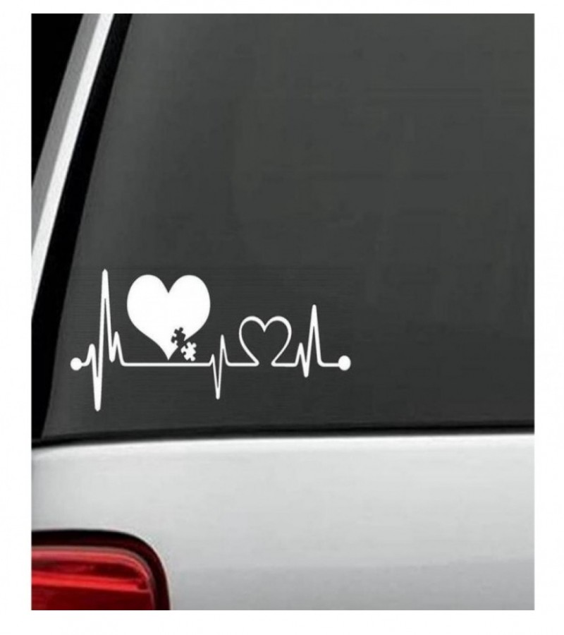 Heartbeat Lifeline Monitor Screen Car Sticker - White