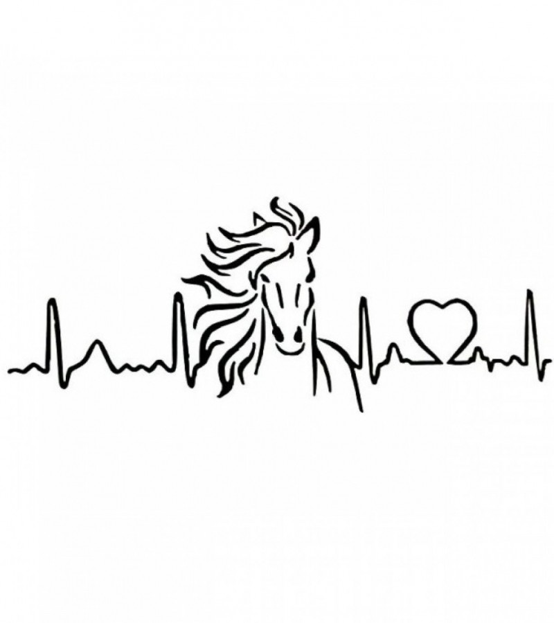 Horse Heartbeat Love Car Sticker Black