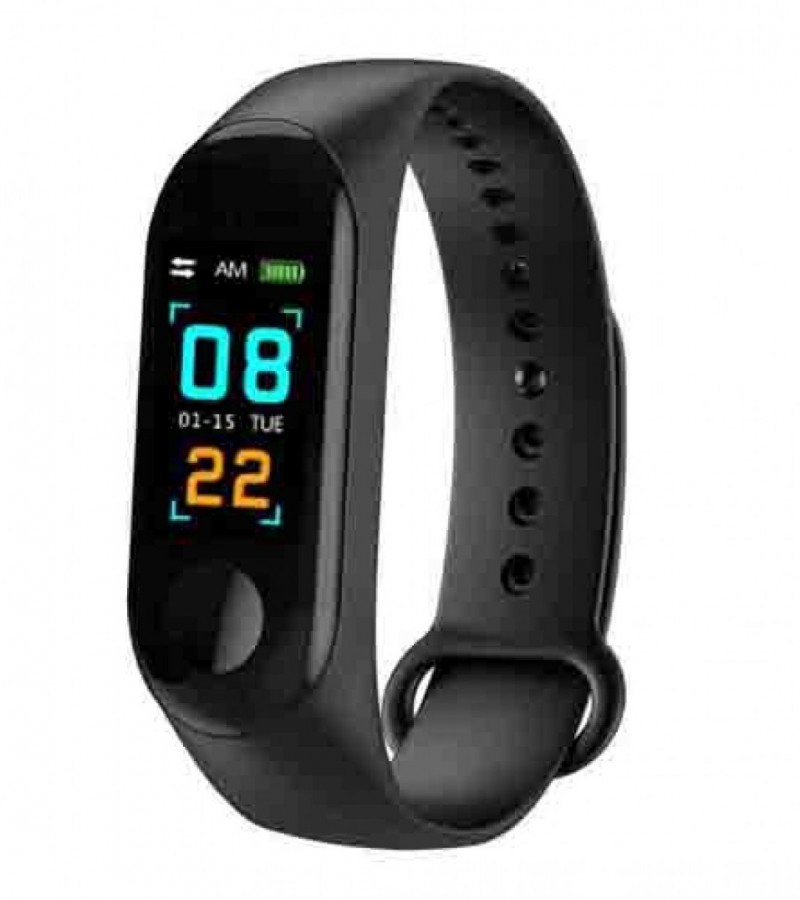 M3 Plus Black Blood Pressure Waterproof Bluetooth Fitness Bracelet Heart Rate Monitor