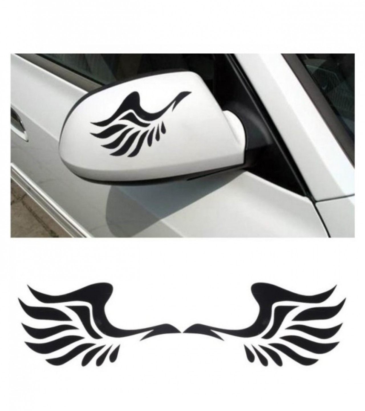 Mirror Pair of Wings Car Styling Stickers - Black