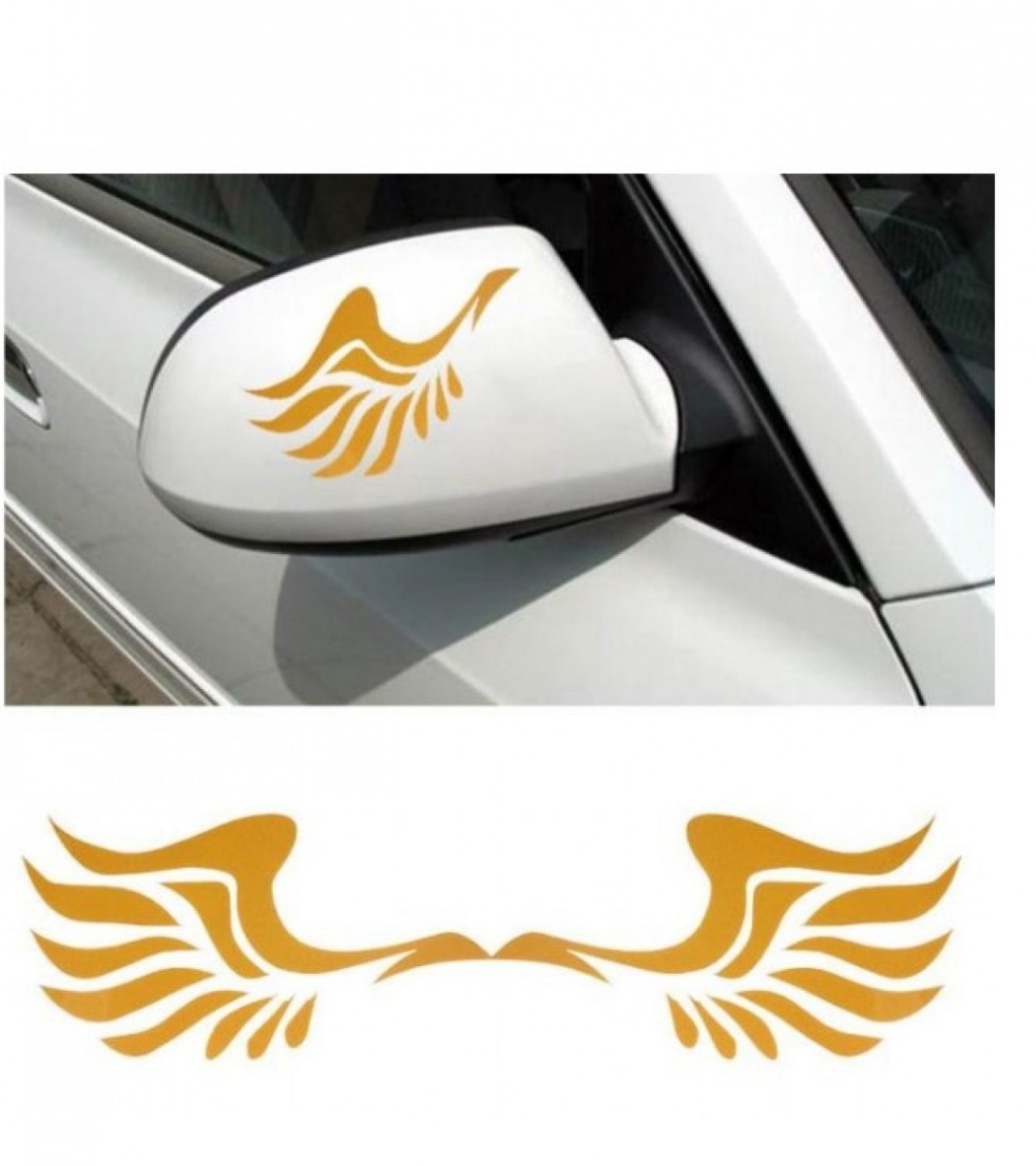 Mirror Pair of Wings Car Styling Stickers - Yellow