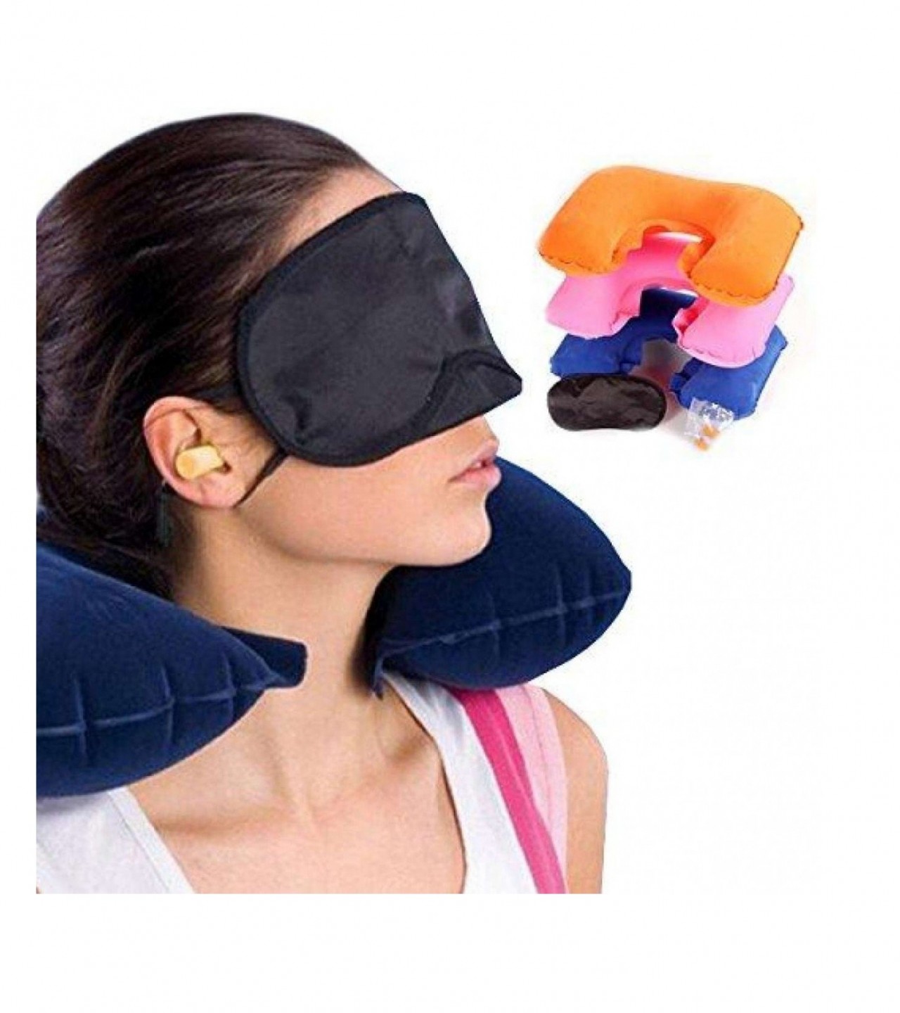 New Product 3 in 1 Travel Three Tourists Treasures Neck Cushion - Eye Mask - Ear Plug