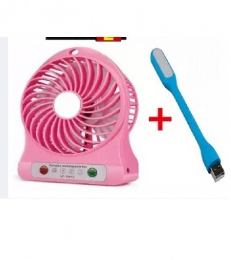 Portable Mini Fan + Usb Led Light (Usb Charging Small Fan Student Outdoor Summer Air Cooler)