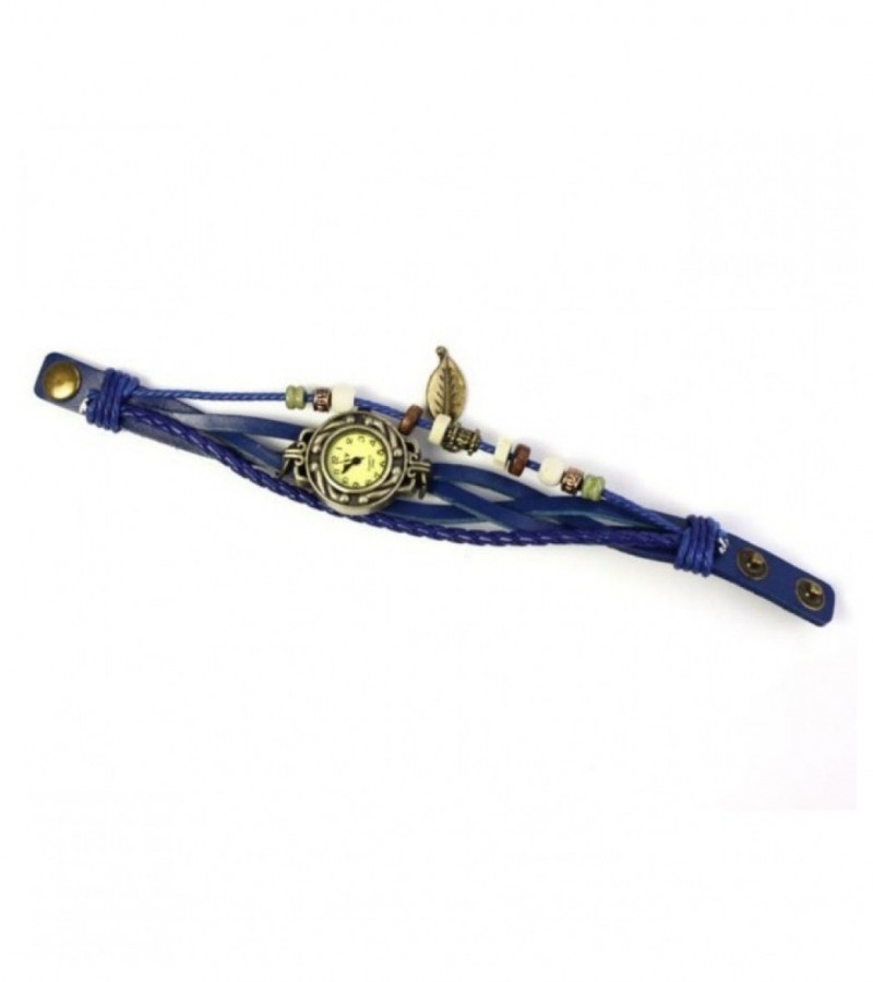 Relogio Feminino New PU Leather Strap Bracelet Clock - Blue