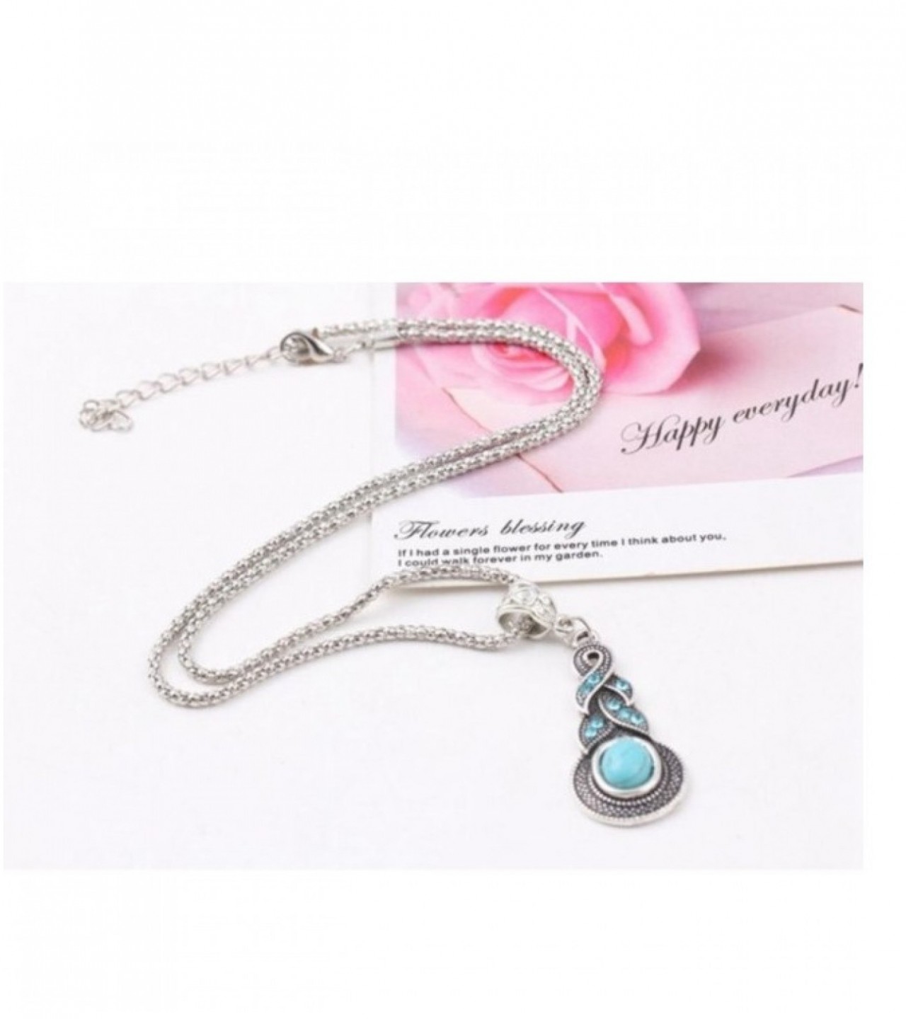 Round Jewelry Charming Blue Stone Infinity Pendant Necklace