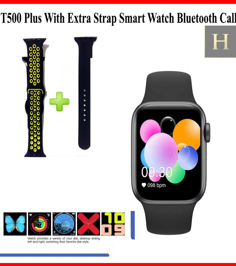T500 Plus With Extra Strap Smart Watch Bluetooth Call Music Smartwatch Fitness Tracker