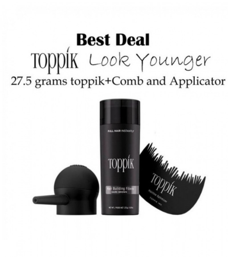 Toppik Hair Fiber -27.5 GRAM + Hair Line Comb + Hair FIber Applicator Deal - BLACK