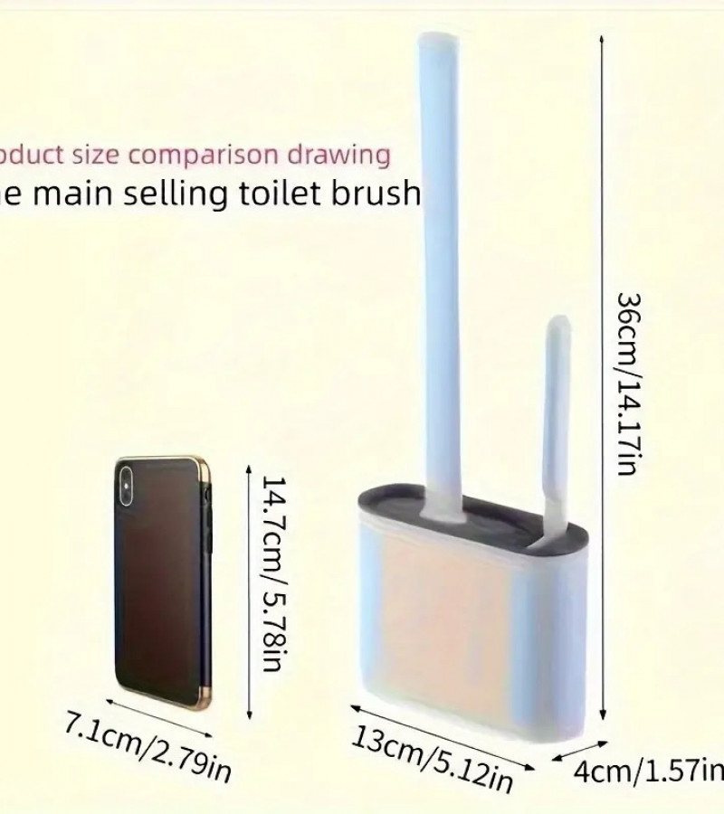 Wall-Mounted Toilet Brush Holder with Long Handle, Soft Silicone Multifunctional Brush Set