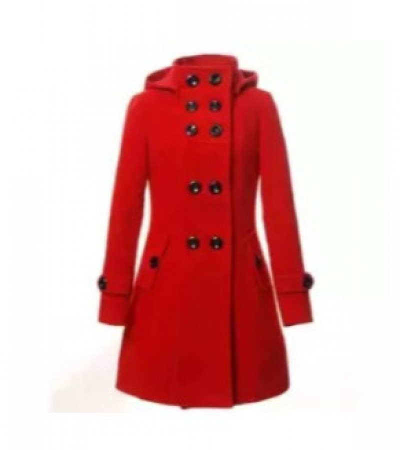 Fleece Winter Coat For Women - Red