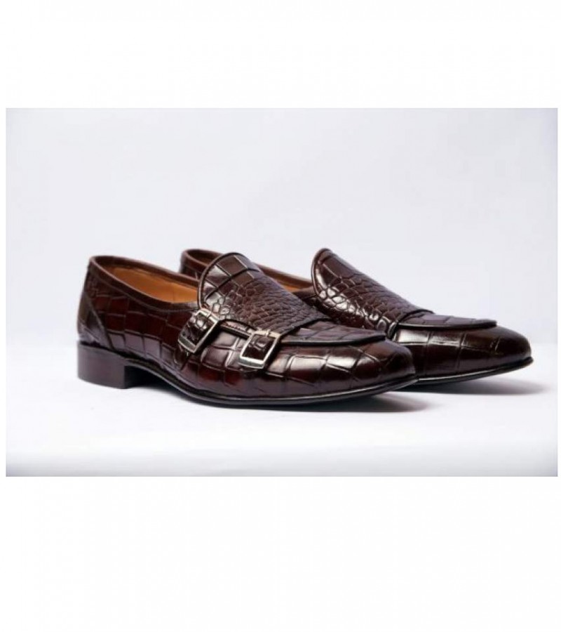 Formal Leather Shoes Double Monk Strap Brown