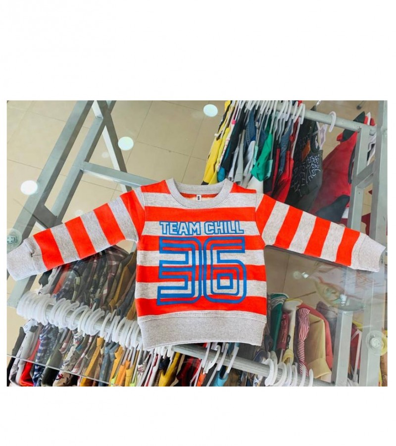 1-12 years Attractive orange and grey 36 team chill printed extra warm sweat shirt for your kids