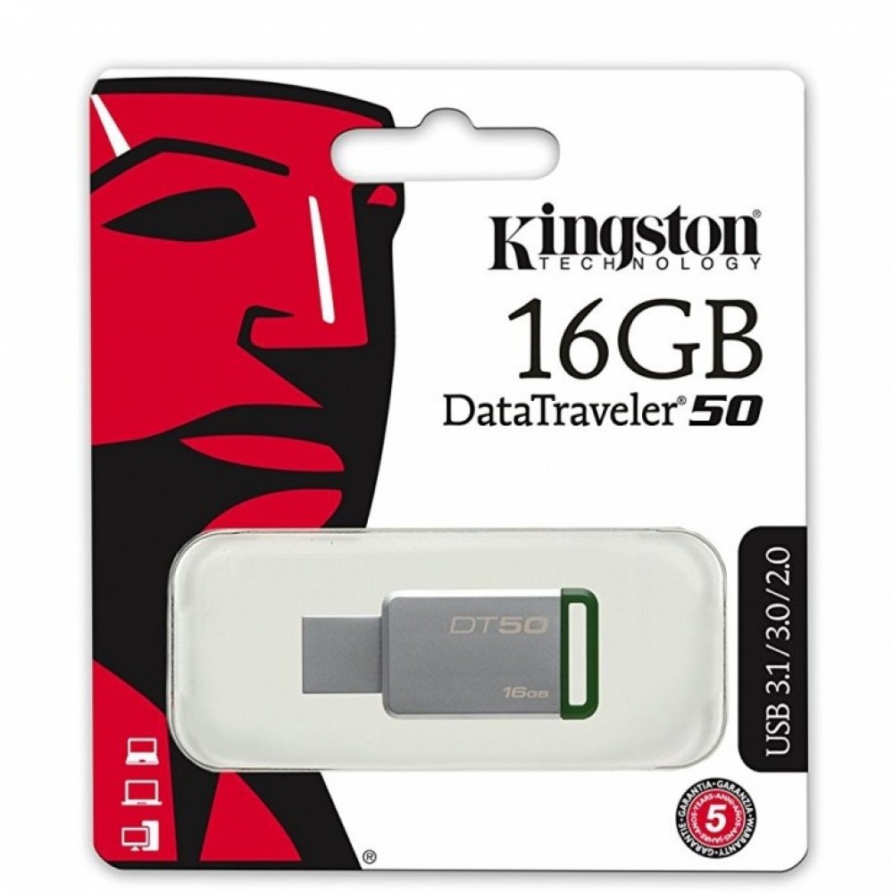 Kingston Data Traveler DT50 Flash Drive - 16 GB - 3.0