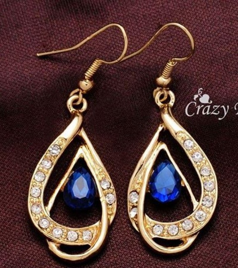 18k Gold Filled Blue Ruby Necklace & Earrings