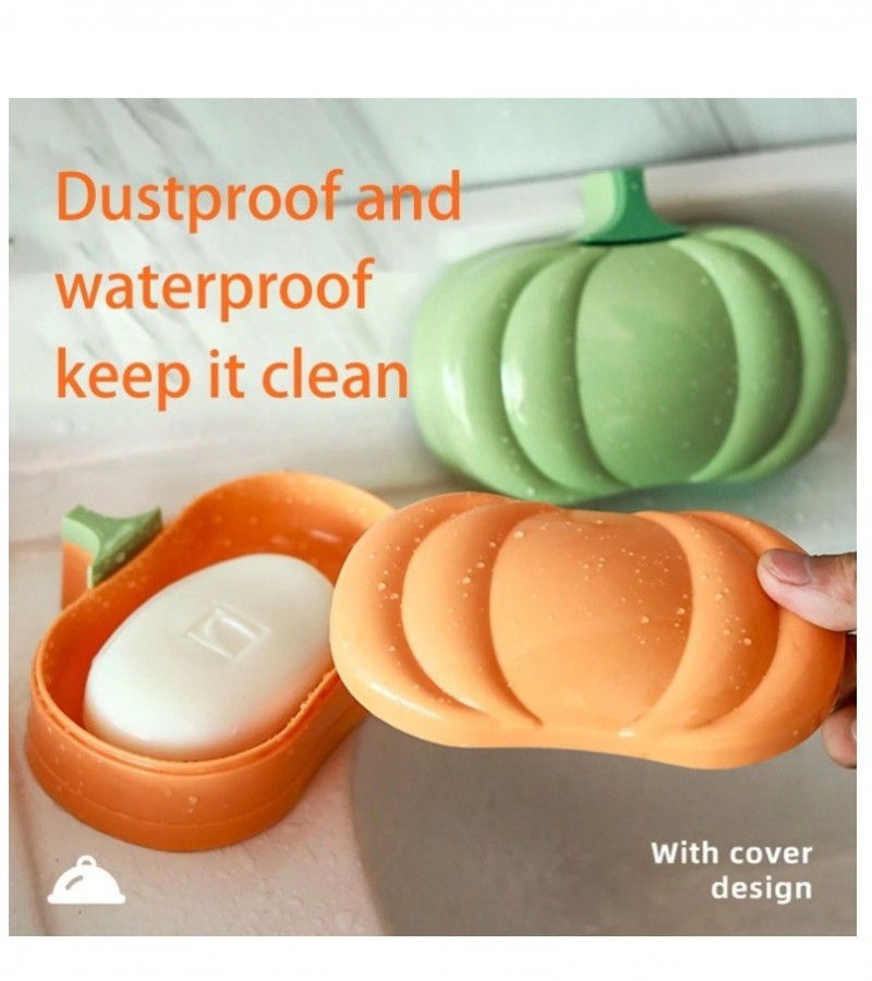 1Pcs Pumpkin Shape Soap Dish Bathroom Drain Soap Holder Soap Tray Plate Bathroom - Multi