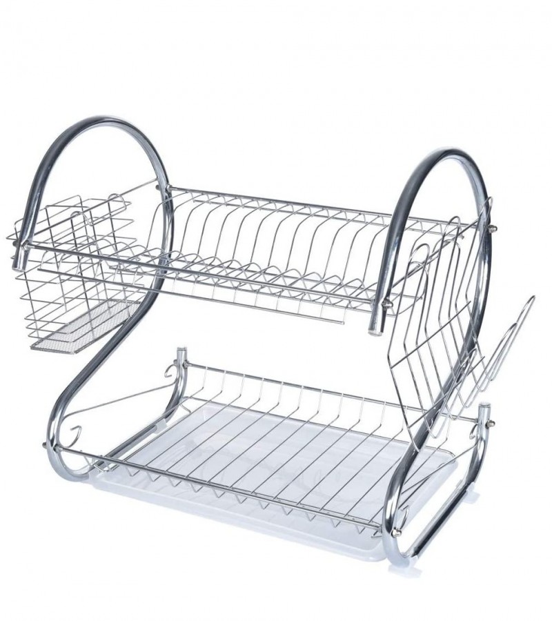2 Layer Dish Drainer Stainless Steel Plate Rack