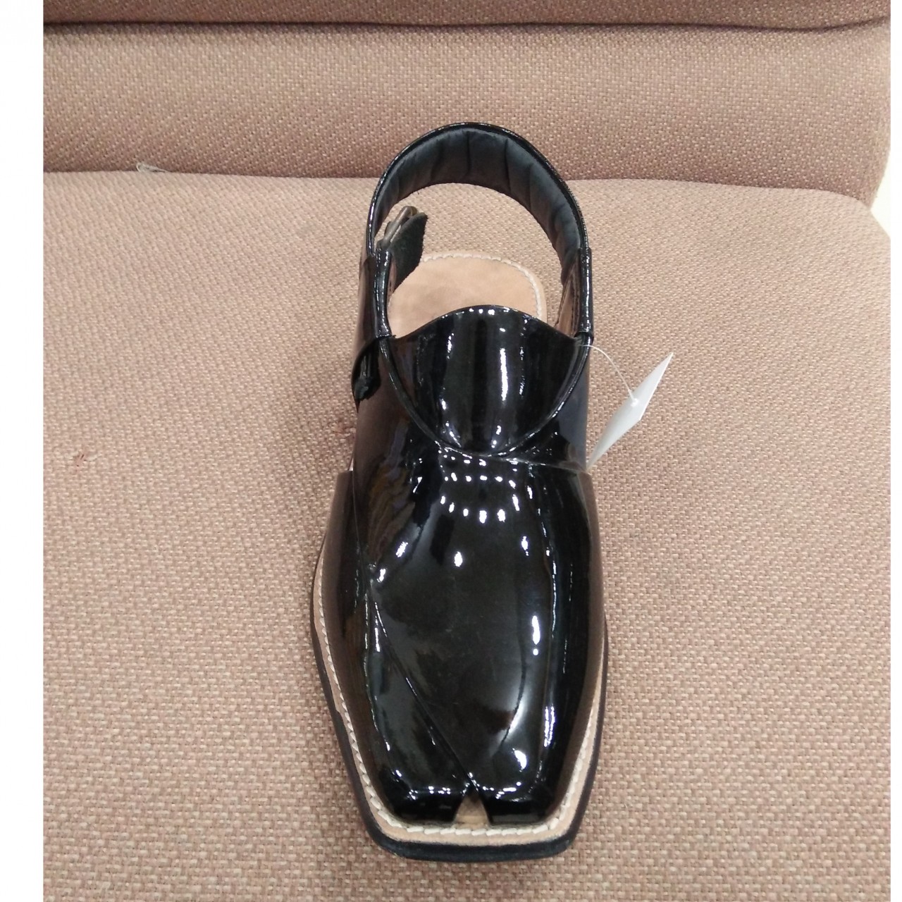 MilliShoes All Leather Black Shine Peshawari Chappal For Men -6 to 11