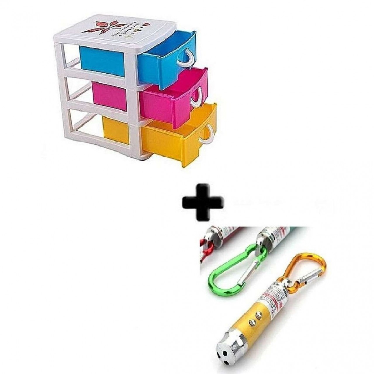 Plastic  Storage Box - 3 Drawers - Mini Laser Light