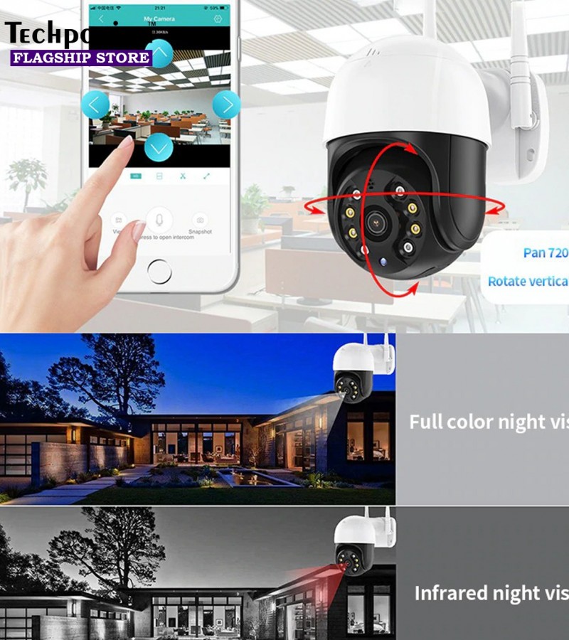 3 Mega Pixel Smart Outdoor Wireless Camera Waterproof HD, Colored Night Vision Camera 128 GB