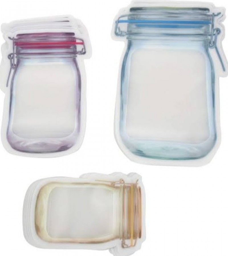 3 pcs Mason Bag Jar Zipper Bags Food Storage Snack Sandwich Zip lock Bags Reusable Airtight Seal
